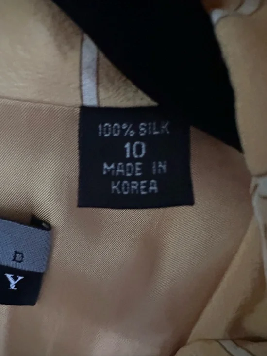 Vintage Ellen Tracy 100% Silk Blazer Yellow Pinstripe Double Breasted Size 10 - Picture 11 of 13